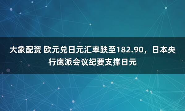 大象配资 欧元兑日元汇率跌至182.90，日本央行鹰派会议纪要支撑日元